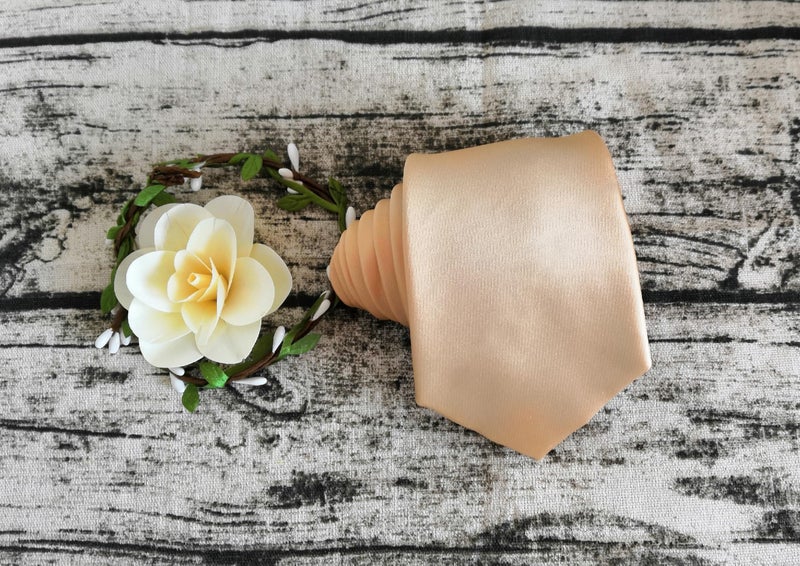 KissTies Mens Gold Tie Solid Desert Sand Color Necktie + Gift Box - Image 4